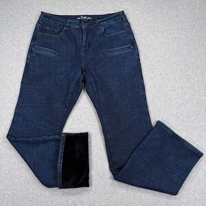 Just Tuff Jeans Womens 33x35 (33x34) Dark Velvet Lined Winter Natural Waist